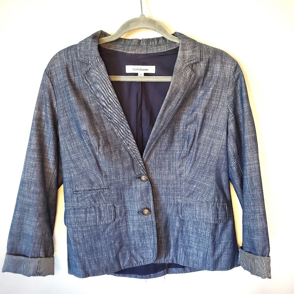 Croft & Barrow Blue Blazer with Striped Cuff